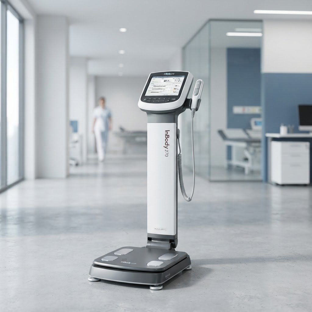 Fotografía de referencia de un consultorio y equipamiento nutricional